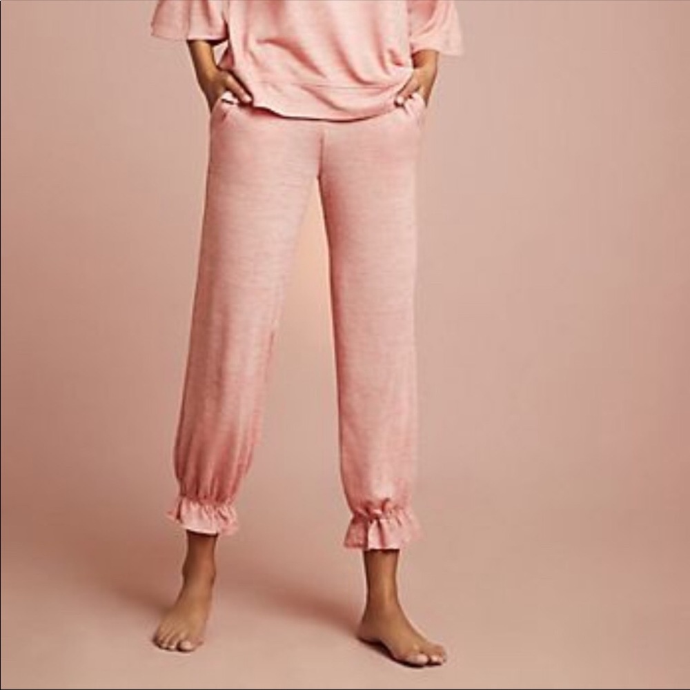 XS Anthro Sunday in Brooklyn peach pajama pants